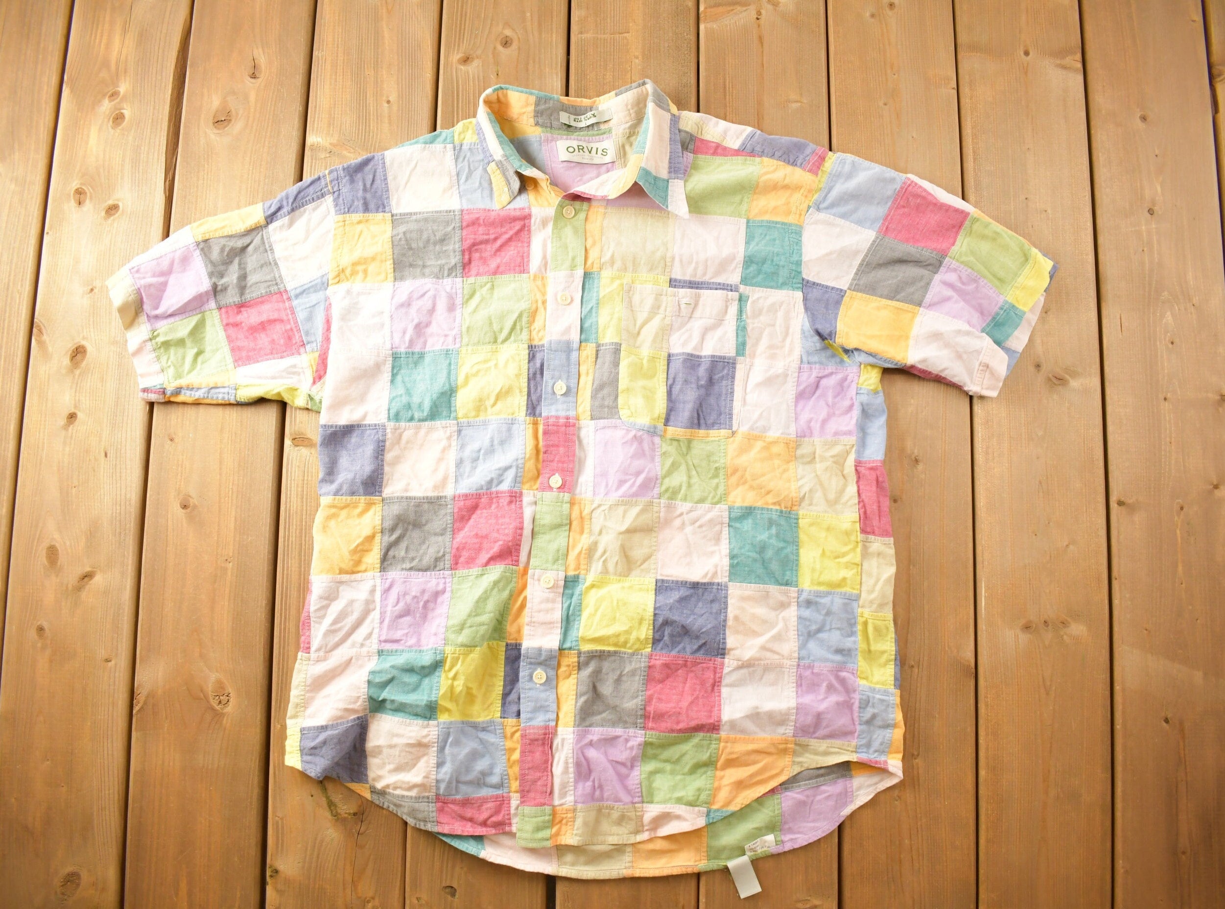 Vintage 1990s Orvis Colorful Checkered Button Up Shirt