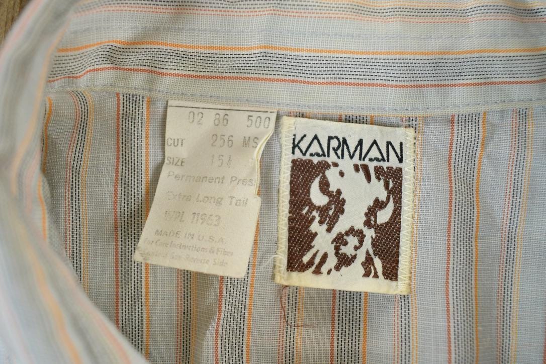 Vintage 1980s Karman Striped Button Up Shirt Mens L