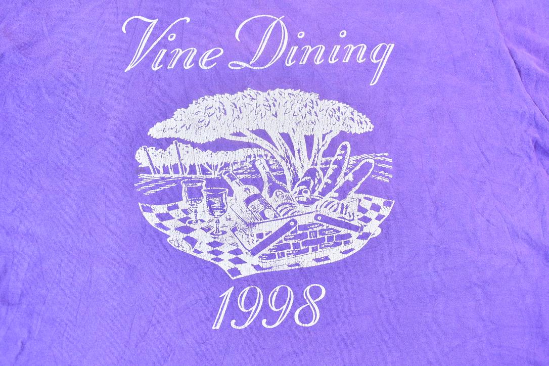 Vintage 1998 Vine Dining Single Stitch Picnic Graphic T-Shirt