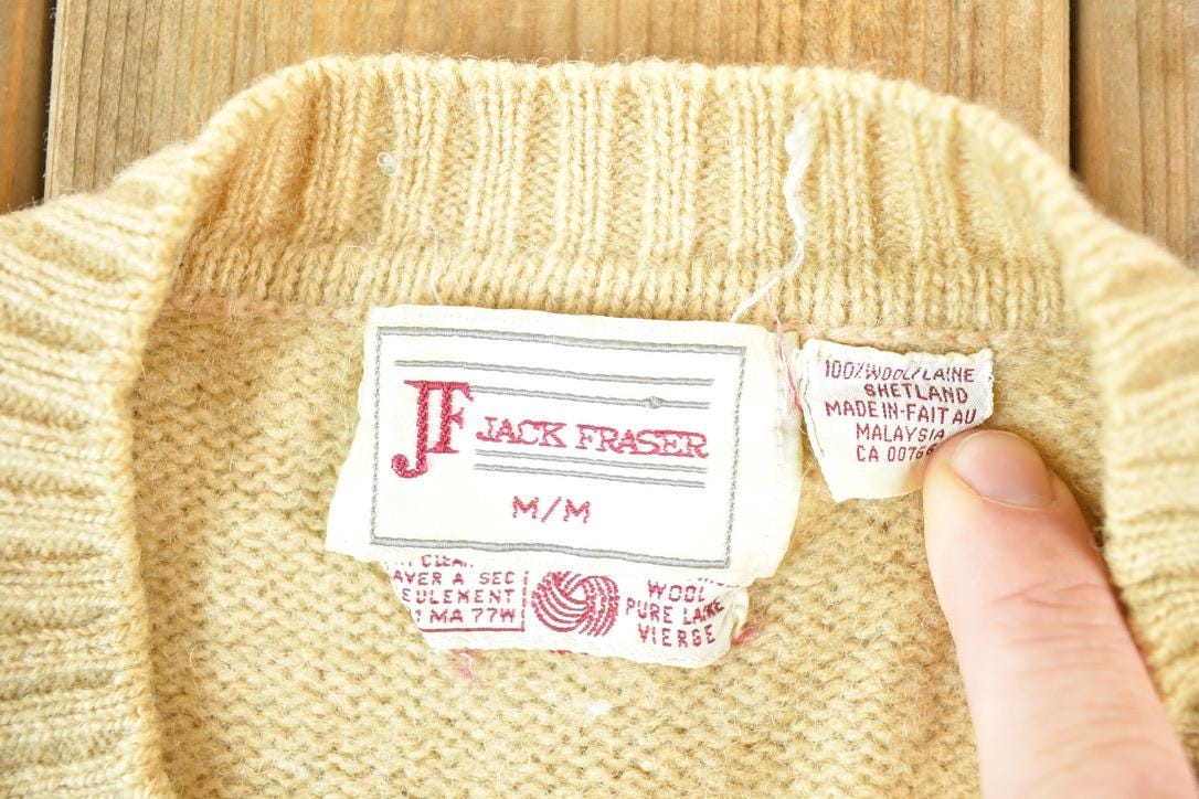 Vintage 1950s Jack Fraser Wool Cable Knit Sweater Vest Mens S