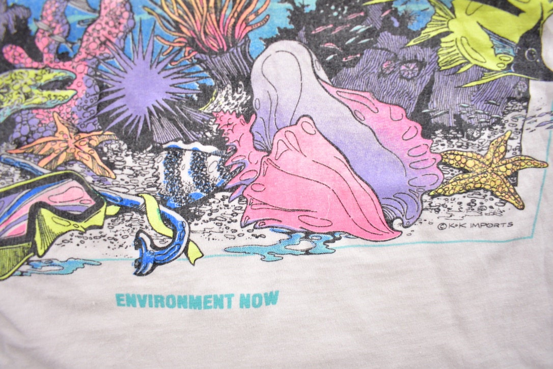 Vintage 1990s Hawaii Reef Theme Souvenir T Shirt