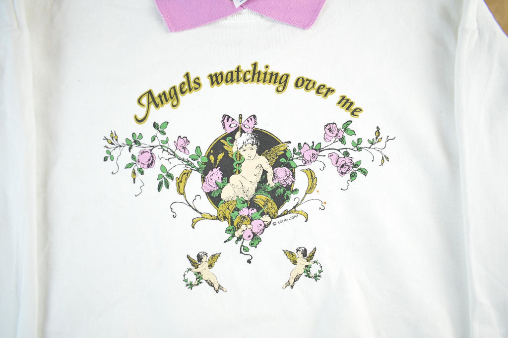 Vintage 90s Angels Crewneck Sweatshirt: Pastel Collar, Adult Large