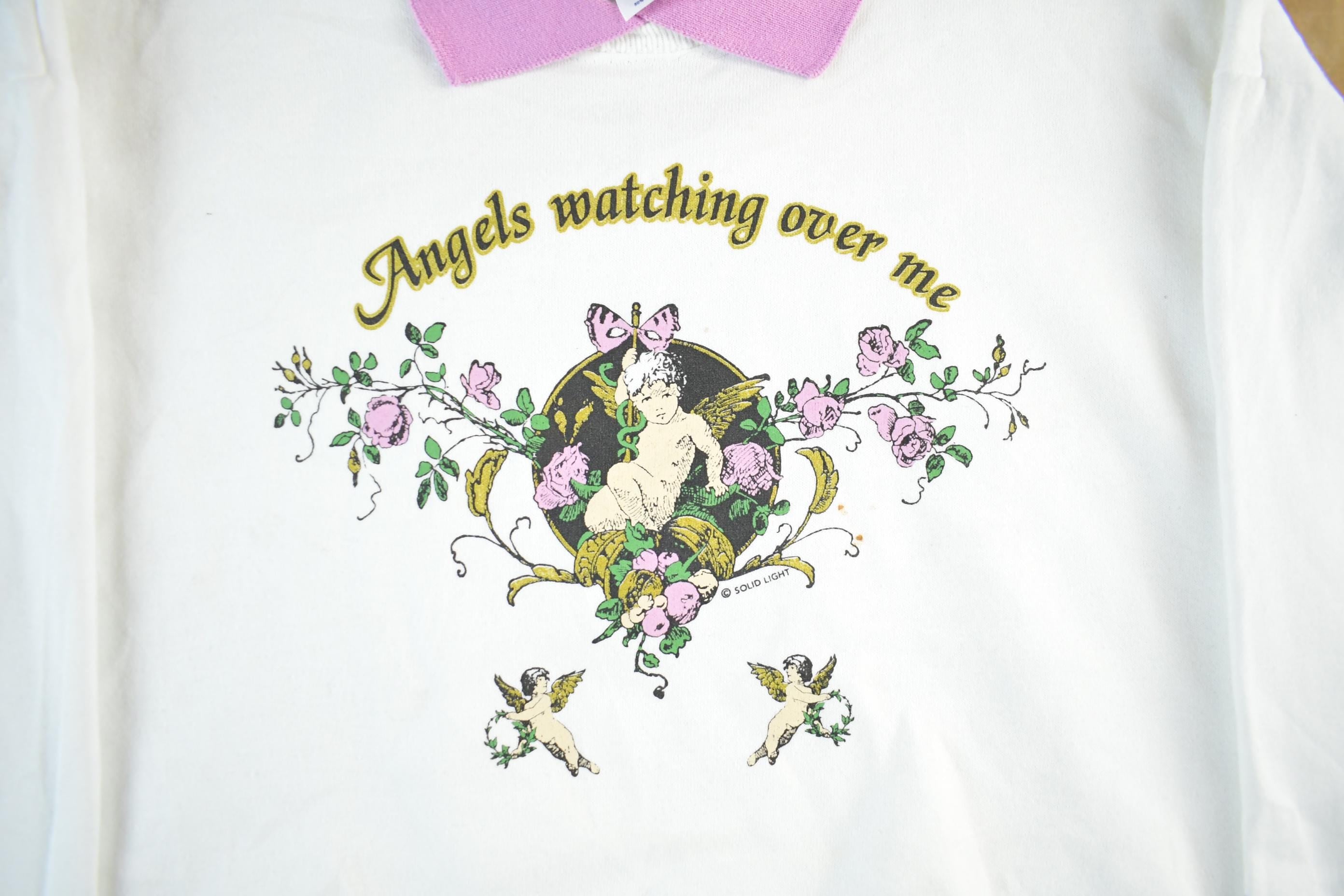 Vintage 90s Angels Crewneck Sweatshirt: Pastel Collar, Adult Large
