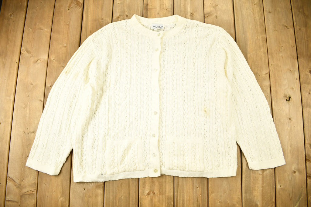 Vintage 1990s Anthony Richards 3D Cable Knit Cardigan Sweater