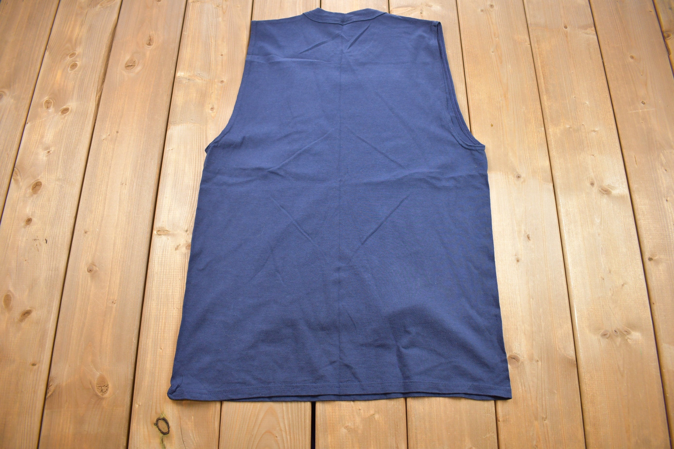 Vintage 1990s Russell Athletics Blank Navy Blue Tank Top