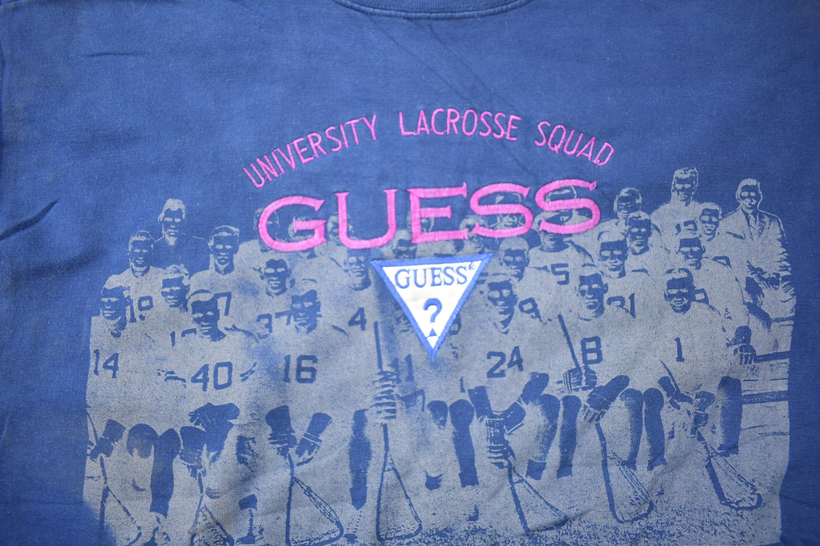 Vintage 1990s Guess University Lacrosse Squad Embroidered Crewneck Sweatshirt