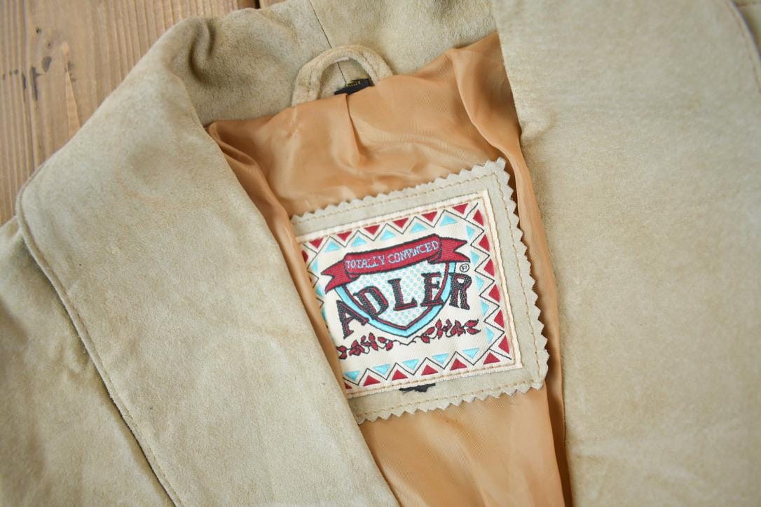 Vintage 1990s Adler Beige Suede Fringe Jacket
