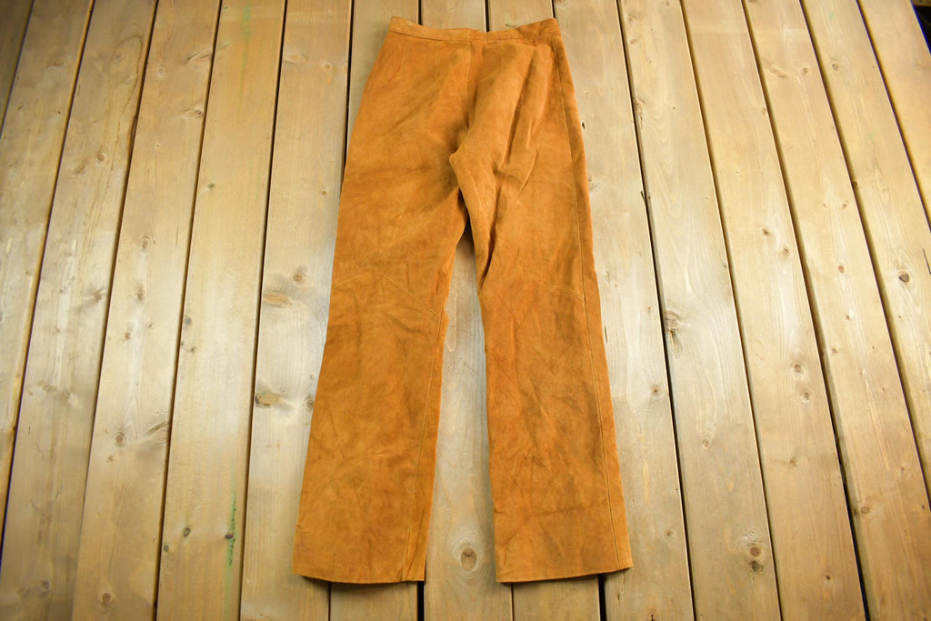 Vintage 1960s 1970s Leather Suede Bootcut Pants Jeans Women's 28 x 30.5