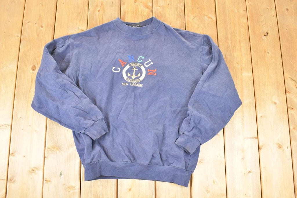 Vintage 1990s Cancun Mer Caraibe Crewneck Sweatshirt Men's L