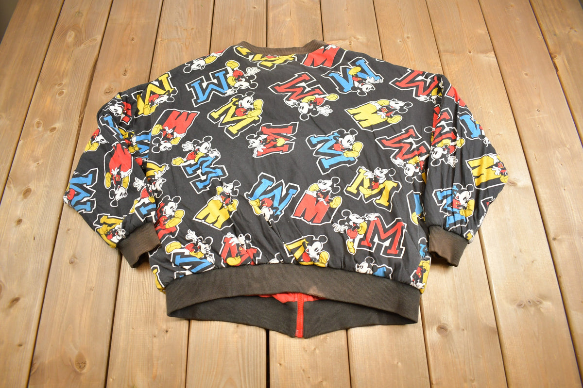 Vintage 1990s Disney Mickey Mouse All Over Print Reversible Jacket