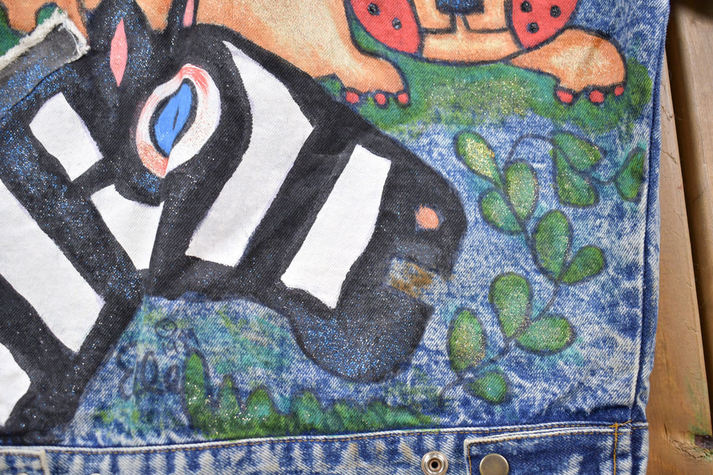 Vintage 1990s Denim All Over Print Jean Jacket