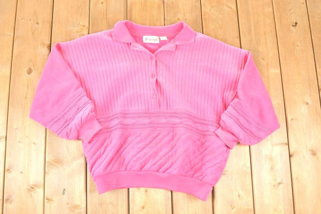 Vintage 1990s G Casuals Quarter Button Collared Crewneck Sweatshirt Women's L