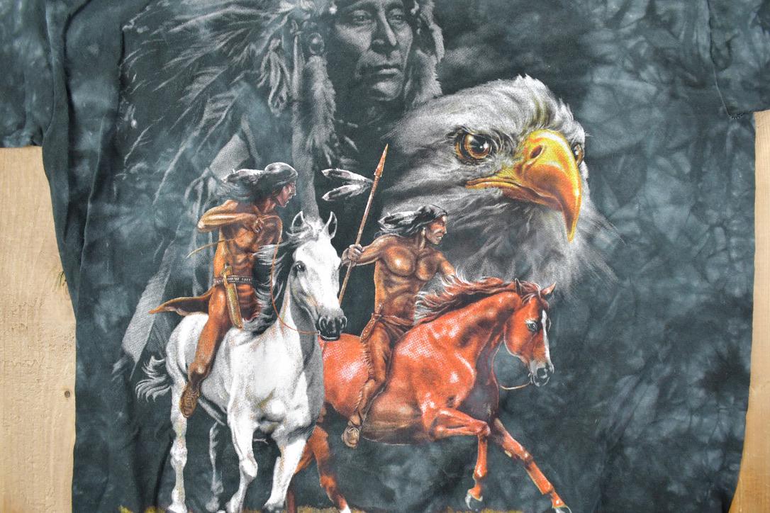 Vintage 1990s Horses In Battle Spirit Graphic T-Shirt