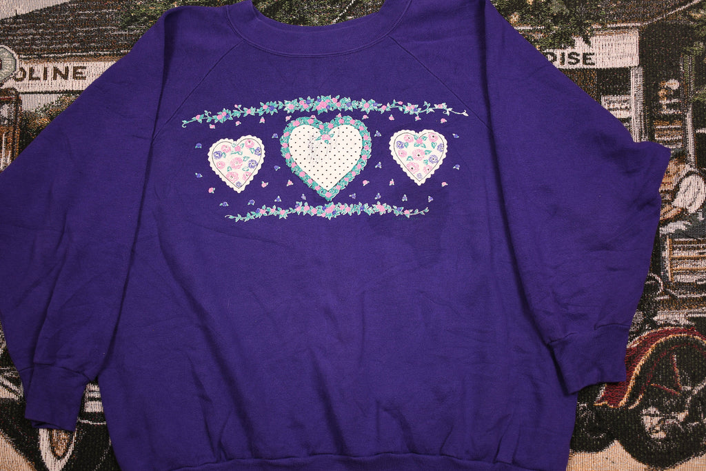 Vintage 1990s Love & Hearts Print Crewneck