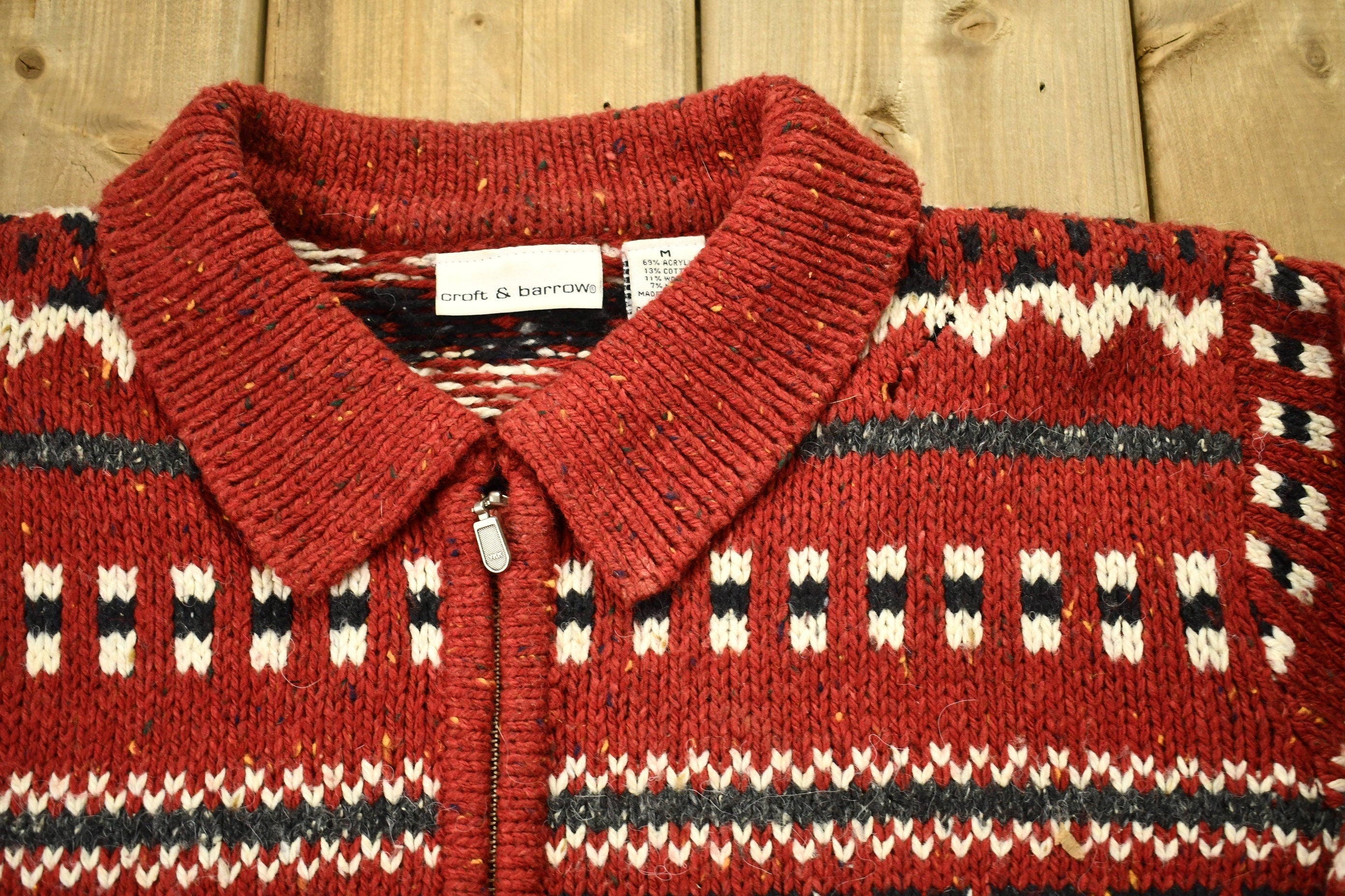 Vintage 1980s Croft & Barrow Full Zip Wool Sweater