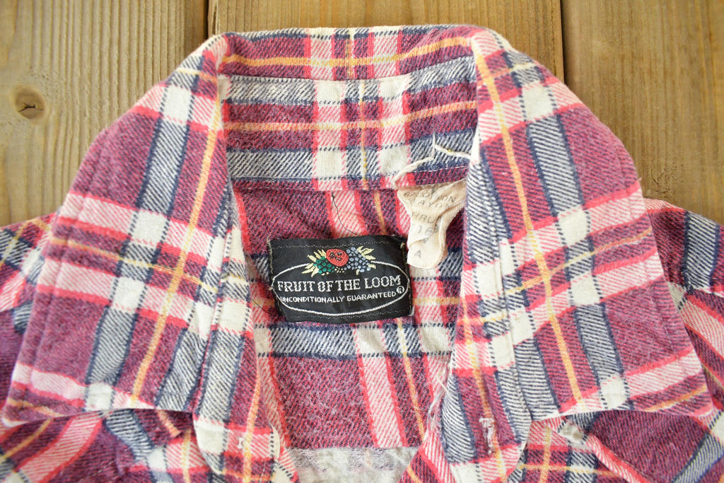 Vintage 1970s Fruit Of The Loom Flannel Button Up Shirt Men's Medium