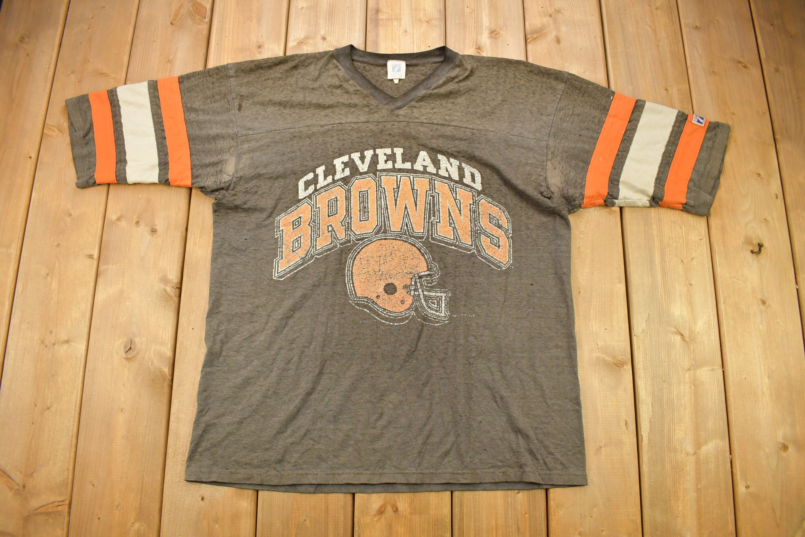 Vintage 1980s Cleveland Browns Logo 7 Graphic T-Shirt