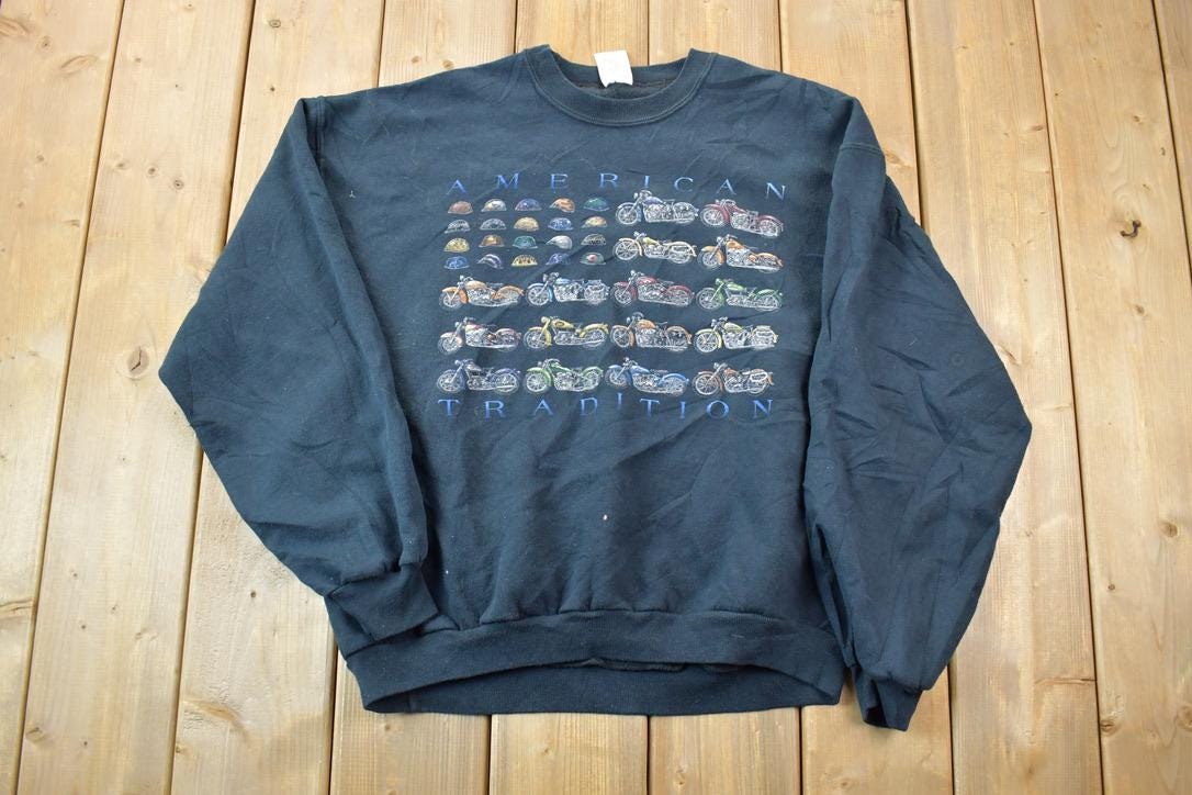 Vintage 1990s American Traditions Motorcycle Crewneck Sweatshirt