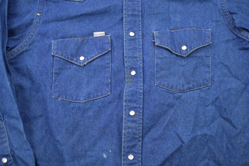 Vintage 1980s Carhartt Denim Button Up Shirt
