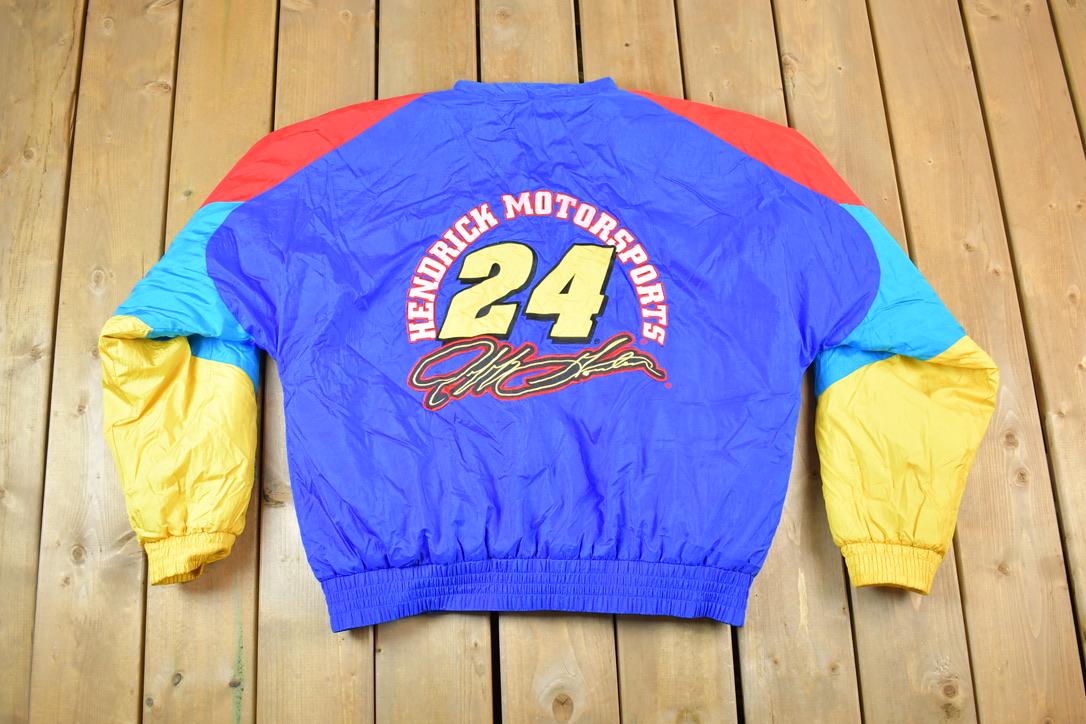 Vintage 1990s Nascar Jeff Gordon Dupont Racing Chase Authentics Windbreaker Colorblock Puffer Jacket