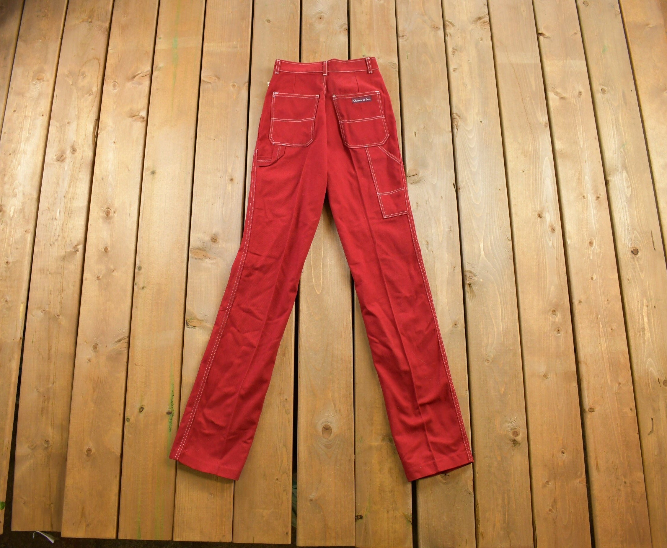 Vintage 1980s 'Chemin de fer' Red Pants 26x32