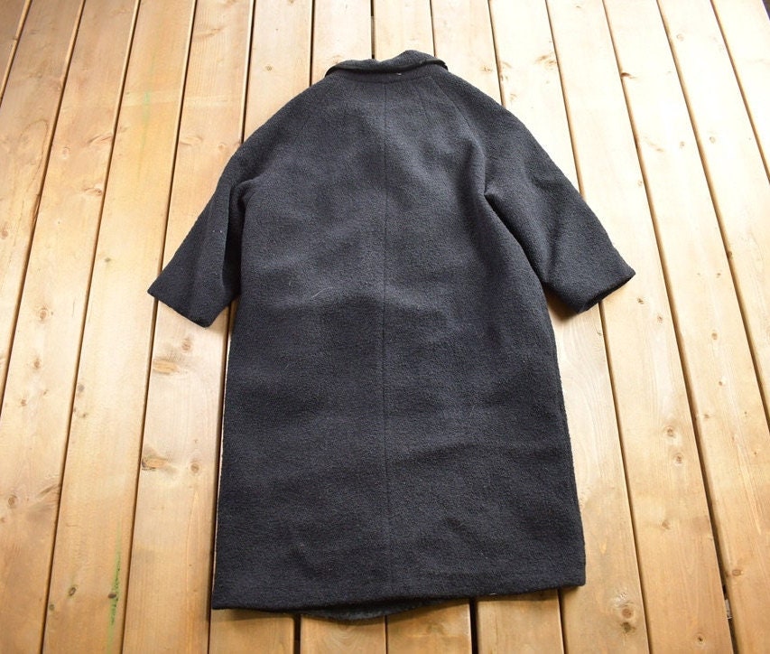 Vintage 1980s 100% Pure Virgin Wool Button Up Long Jacket Size L