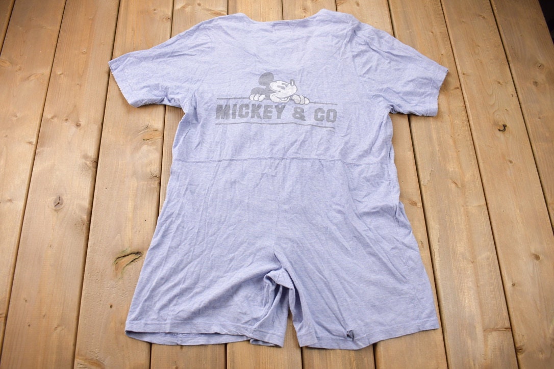 Vintage 1990s Mickey & Co Mickey Mouse Graphic Cartoon T-Shirt Pyjama Onesie / 90s Graphic Tee / Vintage Disney /