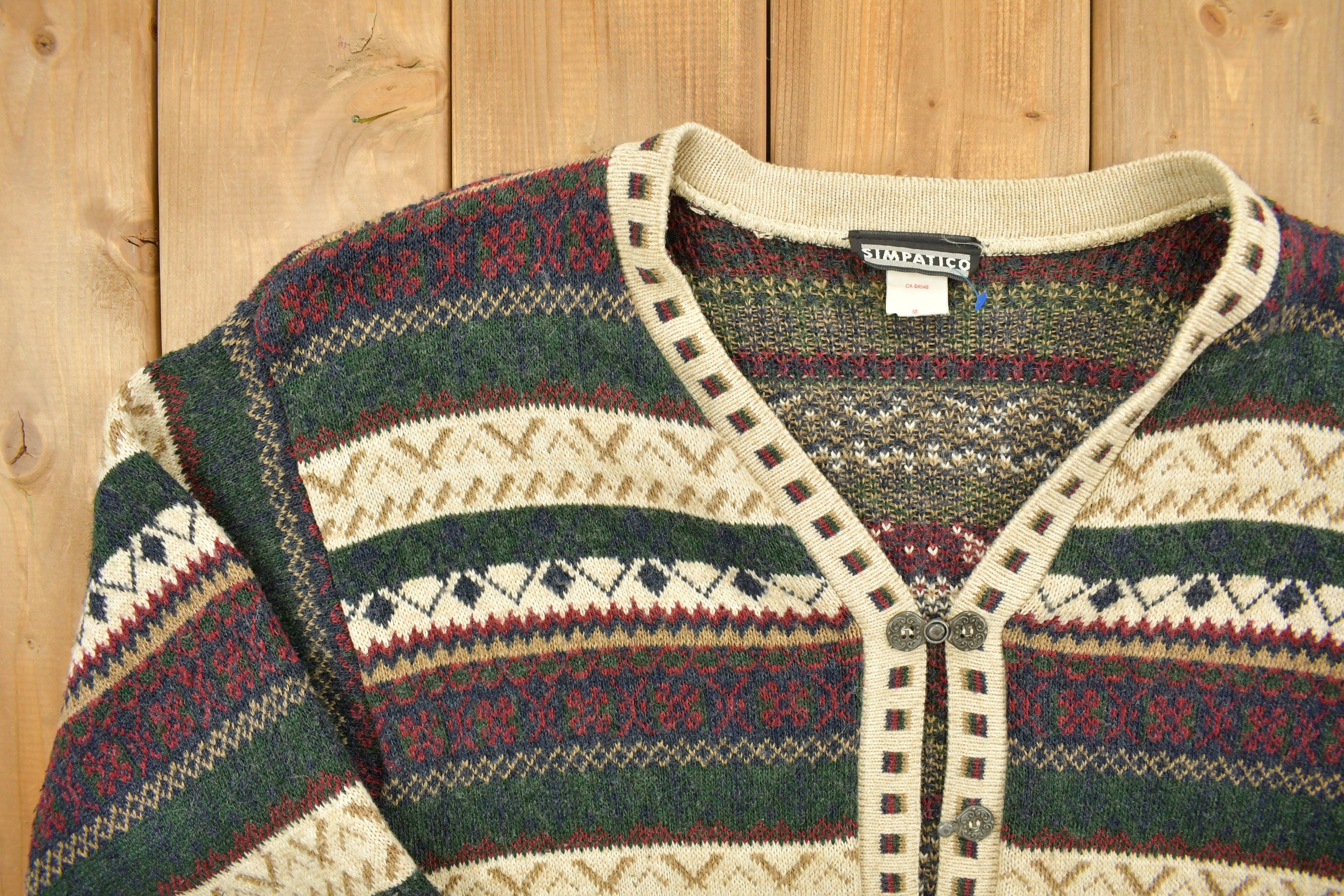 Vintage 1990s Simpatico Knitted Cardigan Sweater