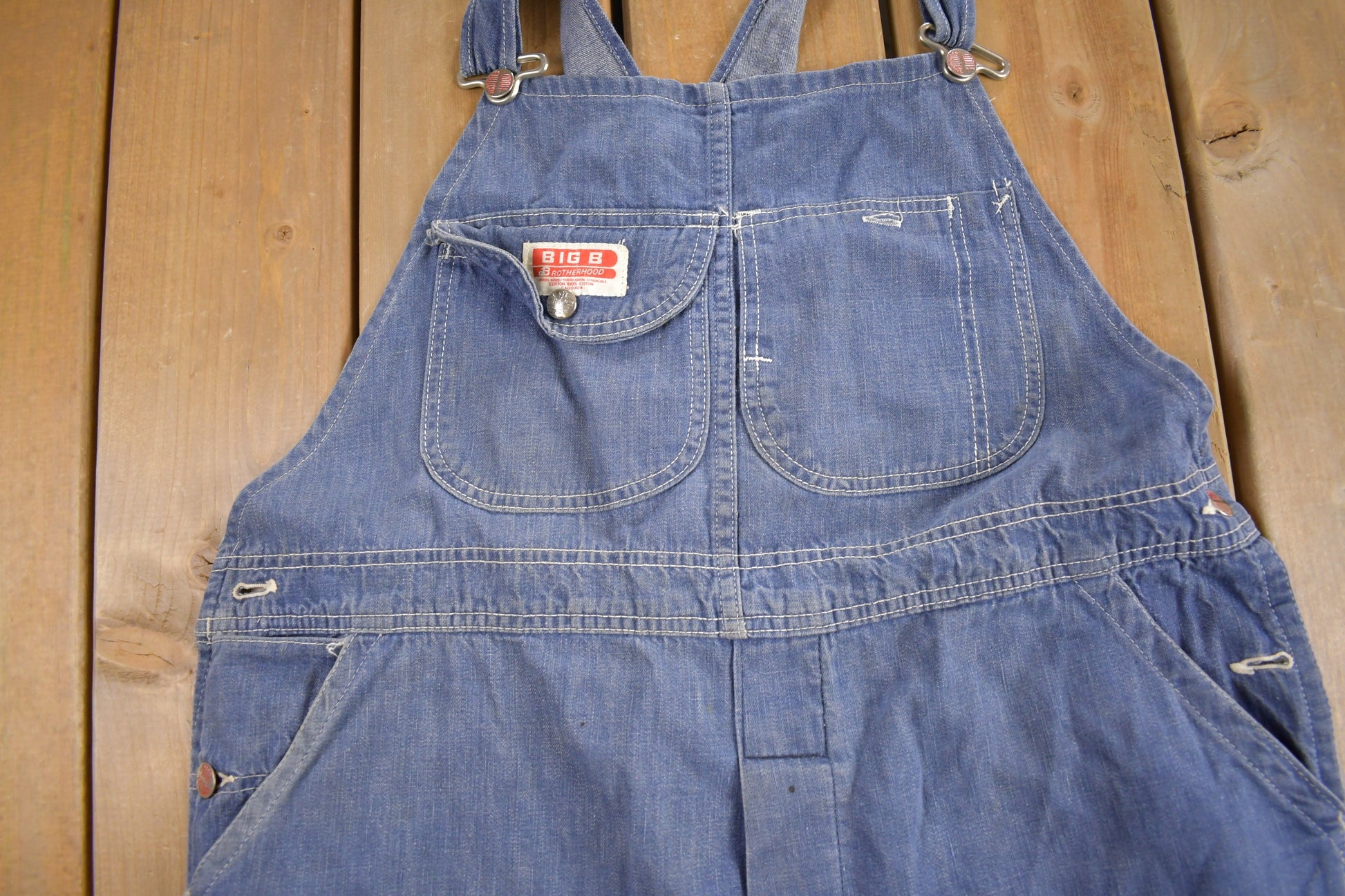 Vintage 1970s Big B Brotherhood Denim Overalls Size M