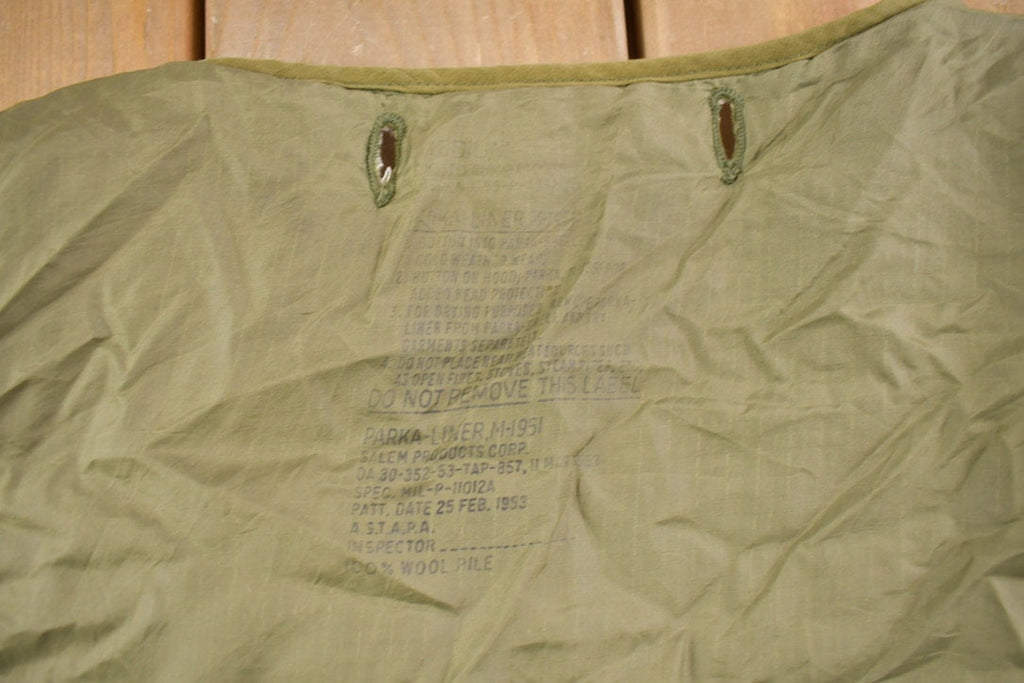 Vintage 1953 Army Diamond Quilt Military Jacket Lining