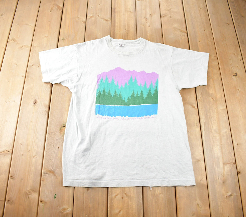 Vintage 1990s Wisconsin State Parks Souvenir Single Stitch T Shirt Made In USA Size XL