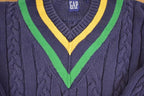 Vintage 1990s Gap Cable Knit Deep V Neck Sweater Men's S /