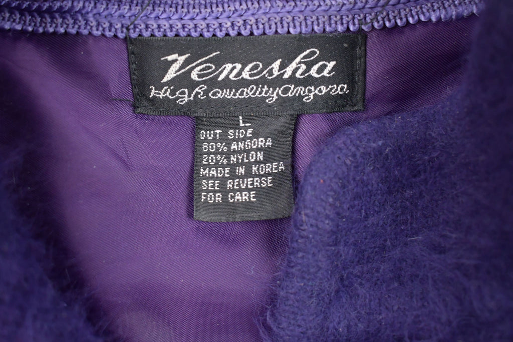 Vintage 1990s Venehsa Furry Knit Lined Button Up Top