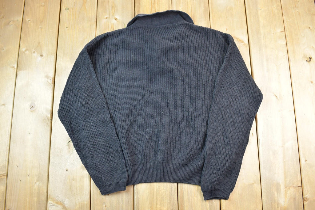Vintage 1990s Norm Thomson Quarter Button Collared Knit Crewneck Sweater