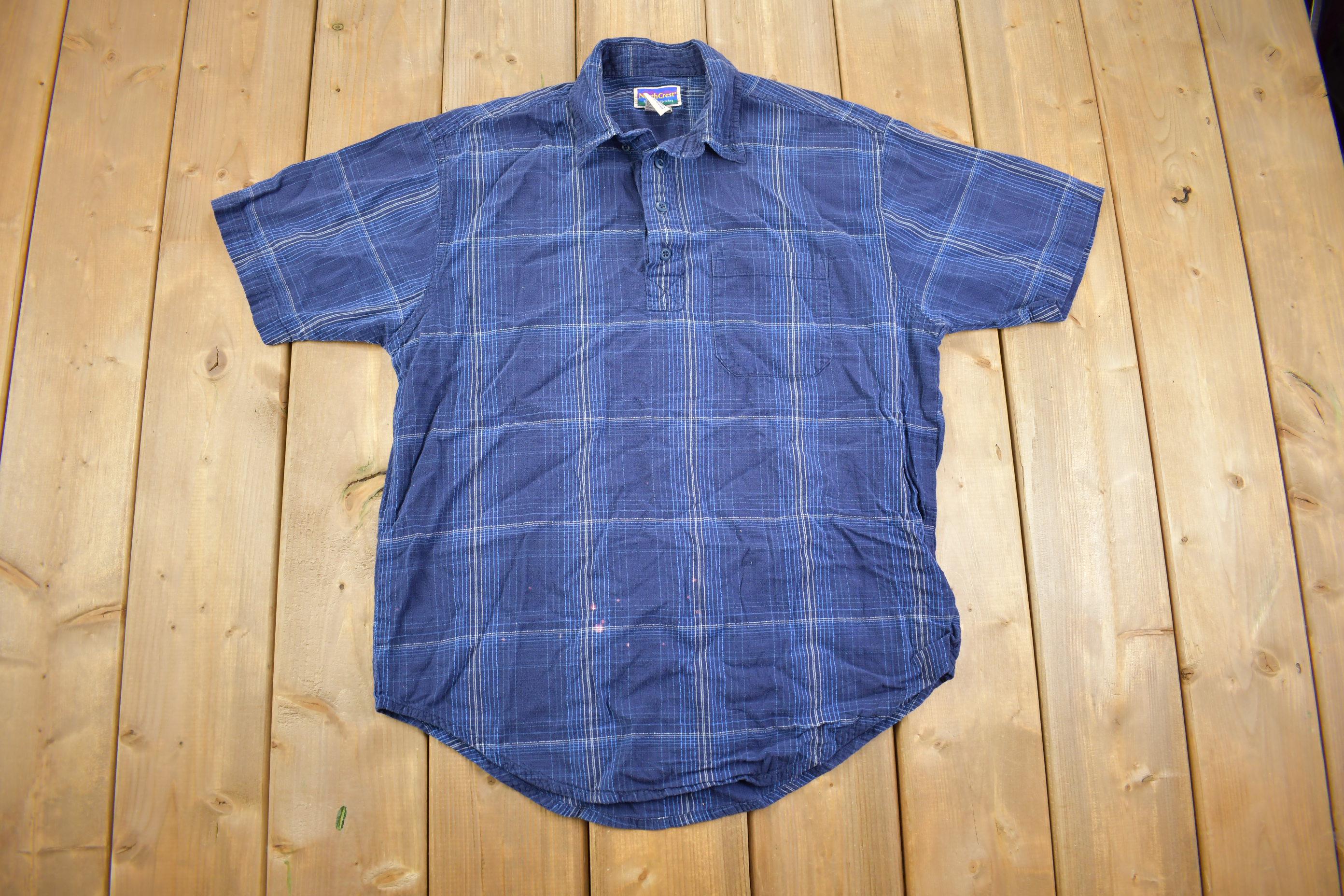 Vintage 1990s North Crest Striped Quarter Button Up
