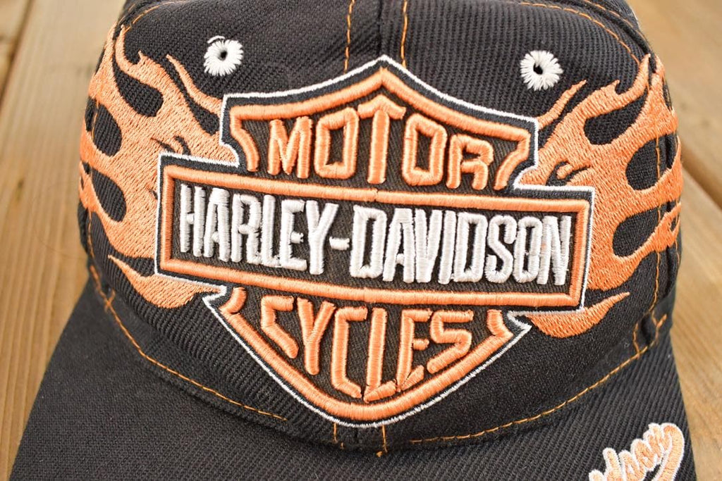Vintage 1990s Harley Davidson Motorcycles Snapback Dad Hat  90's Embroidered Motorcycle Cap