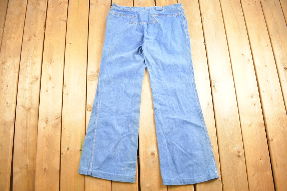 Vintage 1980s Baggy Flare Denim Jeans Size 36 x 31