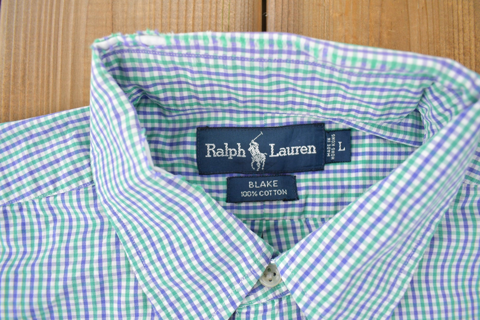 Vintage 1990s Ralph Lauren Blake Small Pony Plaid Button Up Shirt Size L