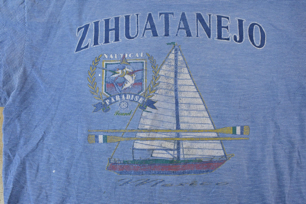 Vintage 1990s Zihuatanejo Nautical Single Stitch Sailboat T-Shirt