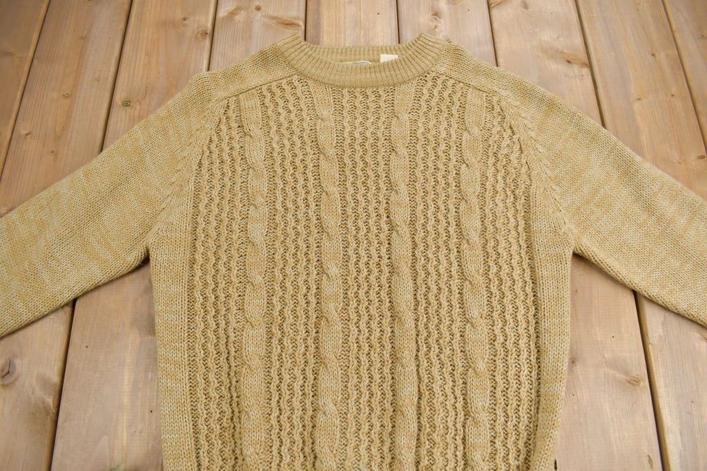 Vintage 1980s Laurentian 3D Cable Knit Crewneck Sweater