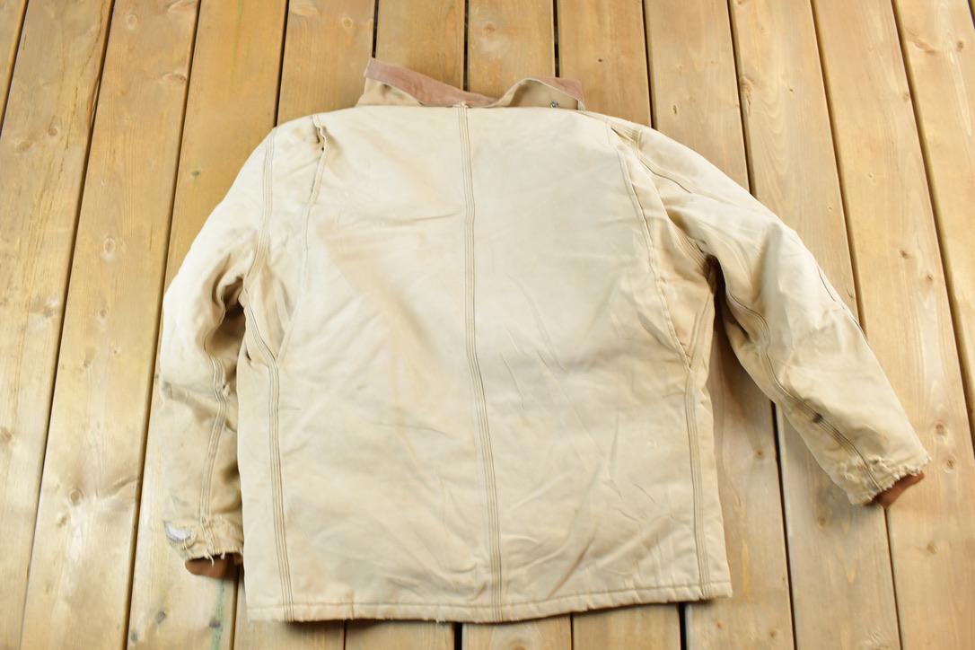 Vintage 1990s Carhartt Perfectly Distressed Collared Work Jacket Made In USA