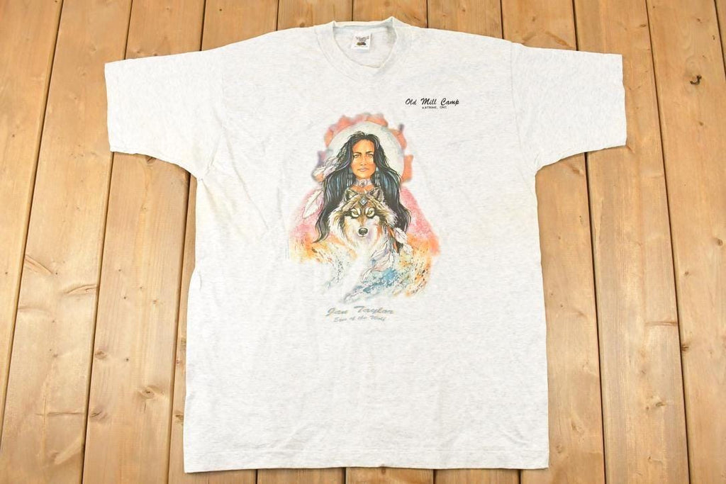 Vintage 1990s Old Mill Camp Nature Woman Souvenir T-Shirt Women's XL