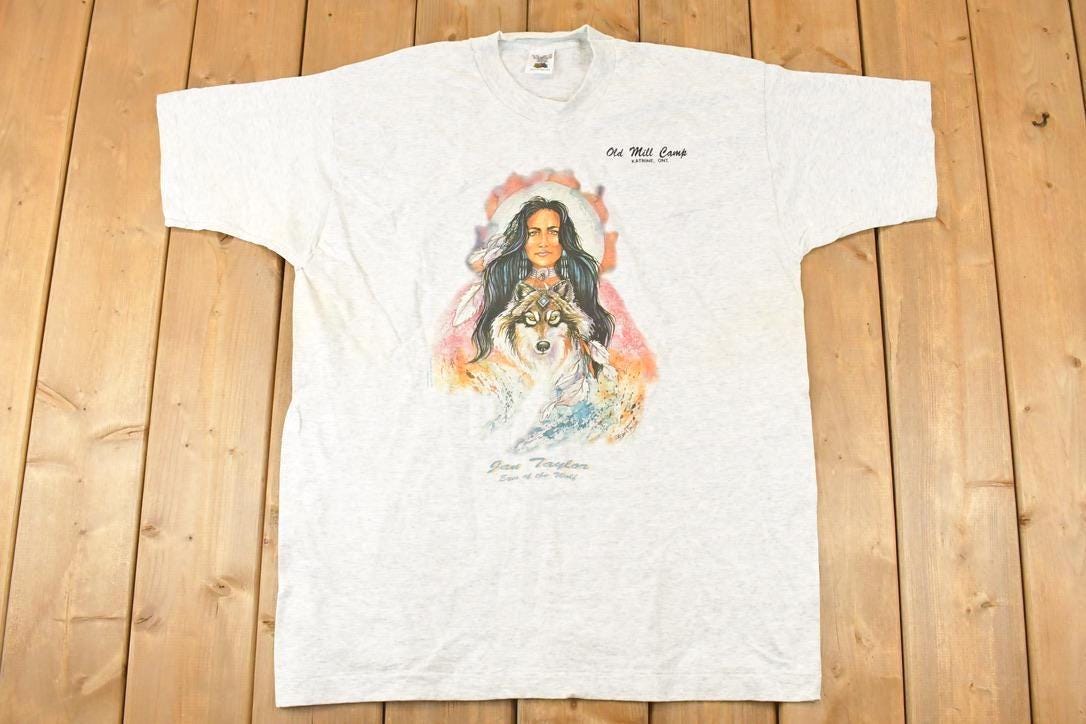Vintage 1990s Old Mill Camp Nature Woman Souvenir T-Shirt Women's XL