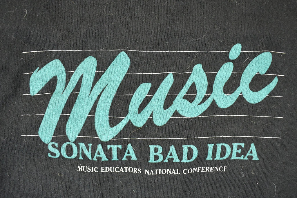 Vintage 1990s Music Sonata Bad Idea Graphic Print Crewneck Sweatshirt Men's L