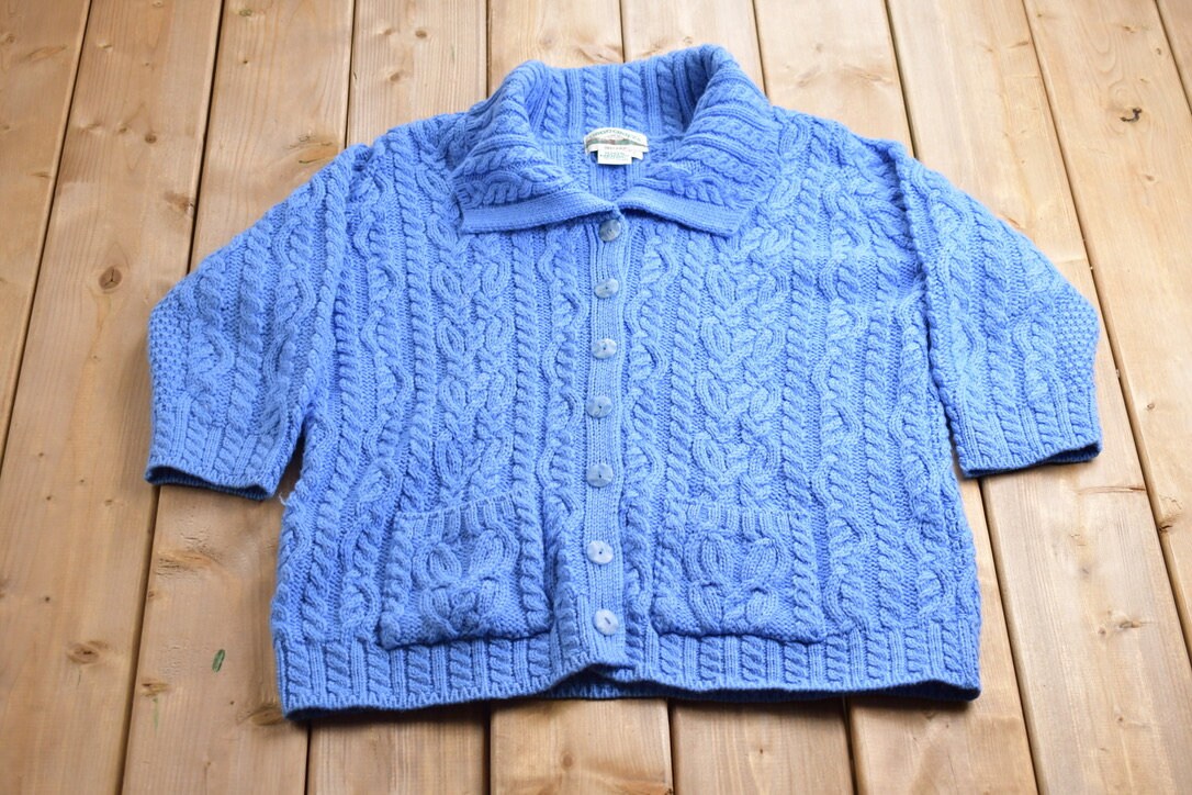 Vintage 1990s Aran Crafts 100% Merino Wool Knit Sweater