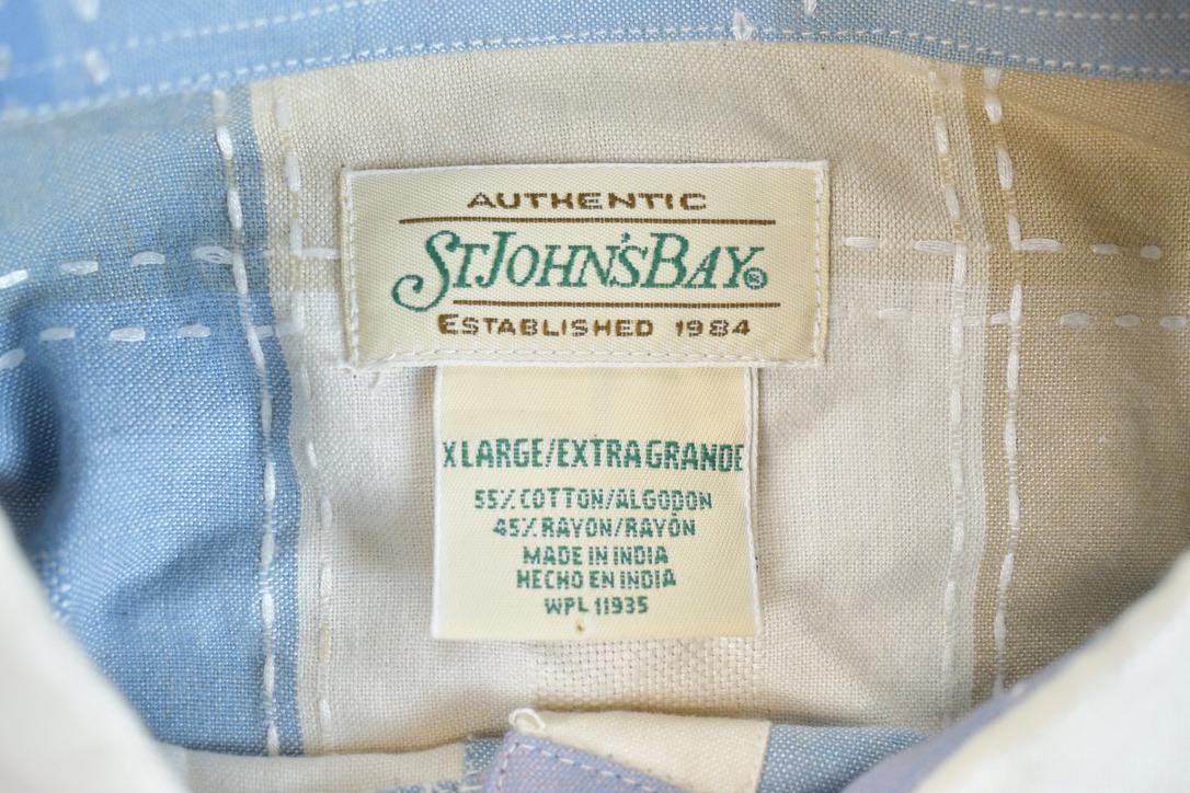 Vintage 1990s Authentic St John's Bay Pastel Plaid Button Up Flannel Shirt