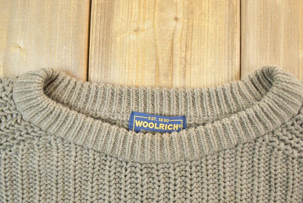Vintage 1990s Woolrich Colour Block Horizontal Striped Knit Crewneck Sweater