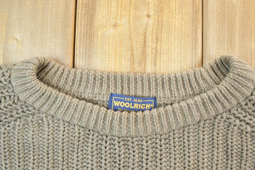 Vintage 1990s Woolrich Colour Block Horizontal Striped Knit Crewneck Sweater