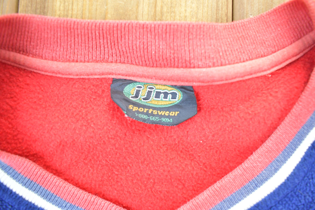 Vintage 1990s USA Red White And Blue Patriotic JJM Sportswear Fleece Sweater