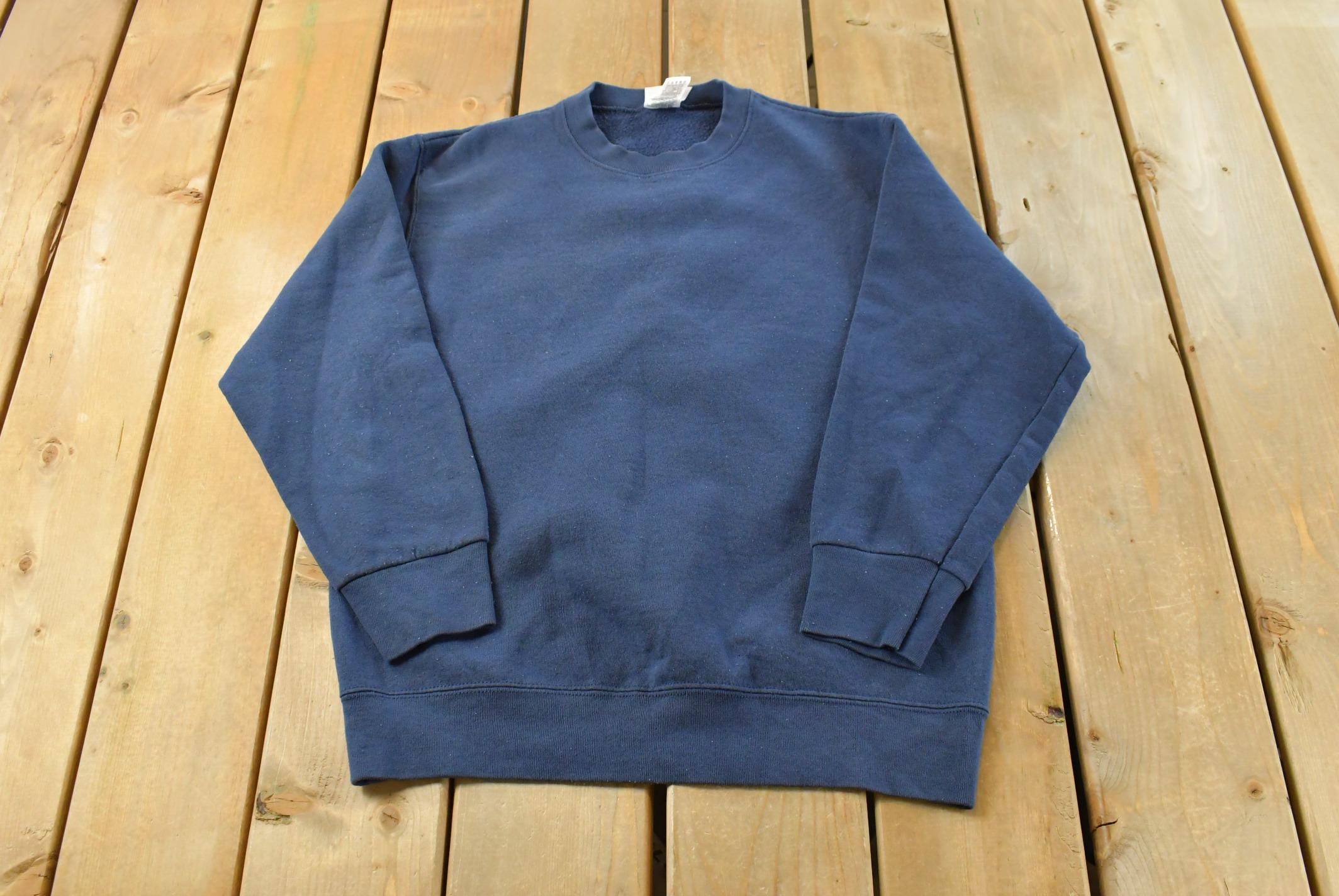 Vintage 1990s Fruit Of The Loom Blank Blue Crewneck Sweatshirt Mens M